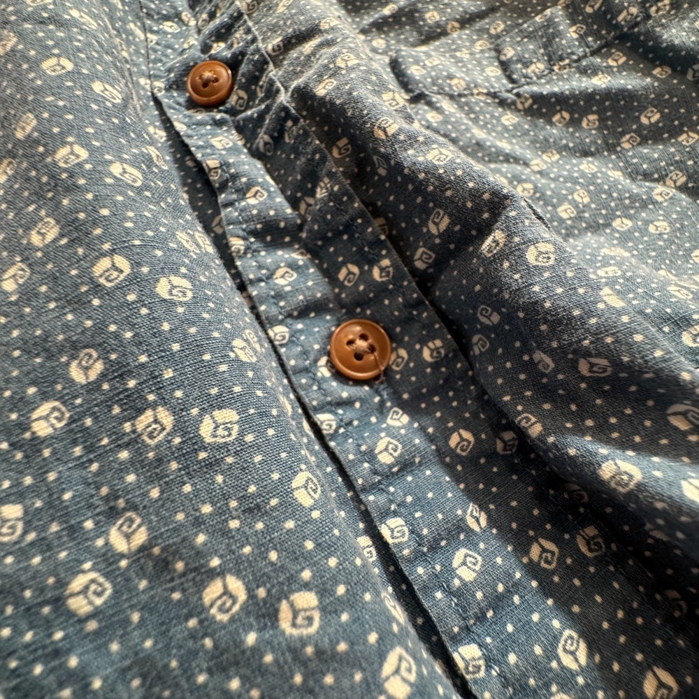 J Crew Shirt Mens Small Blue Geometric All Over Print Cotton Button Up - Picture 6 of 10